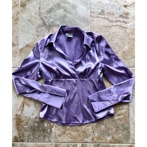 IZ Byer Lilac Collared Blouse with Side Zipper